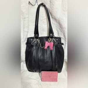 Celine Black Leather Tote with Silver Accents & Celine wallet
